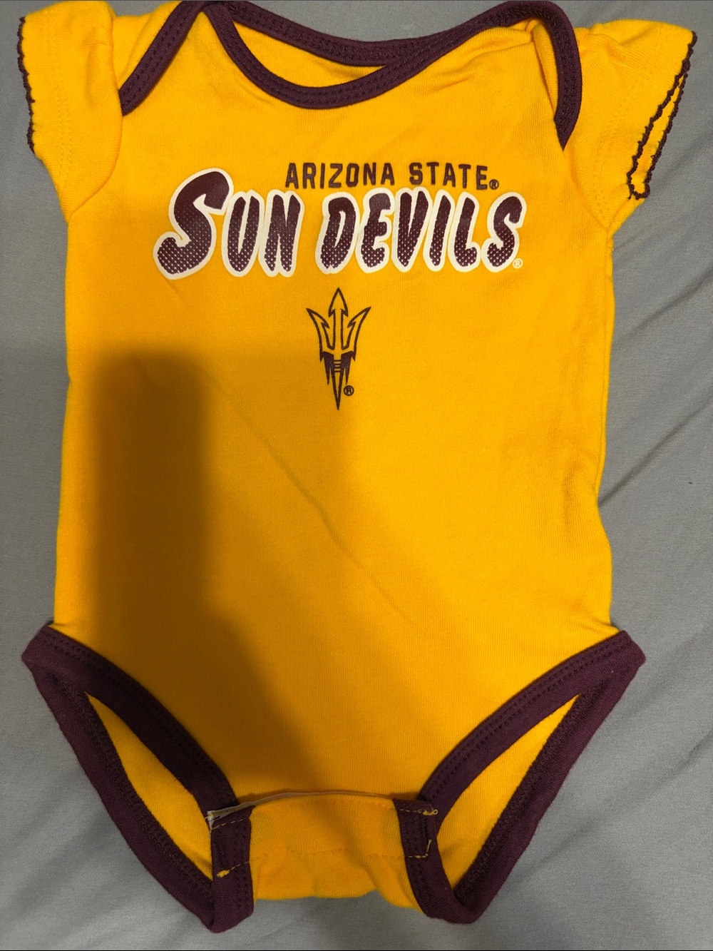 Arizona State Sun Devils Infant Bodysuit in Gold with Maroon Trim